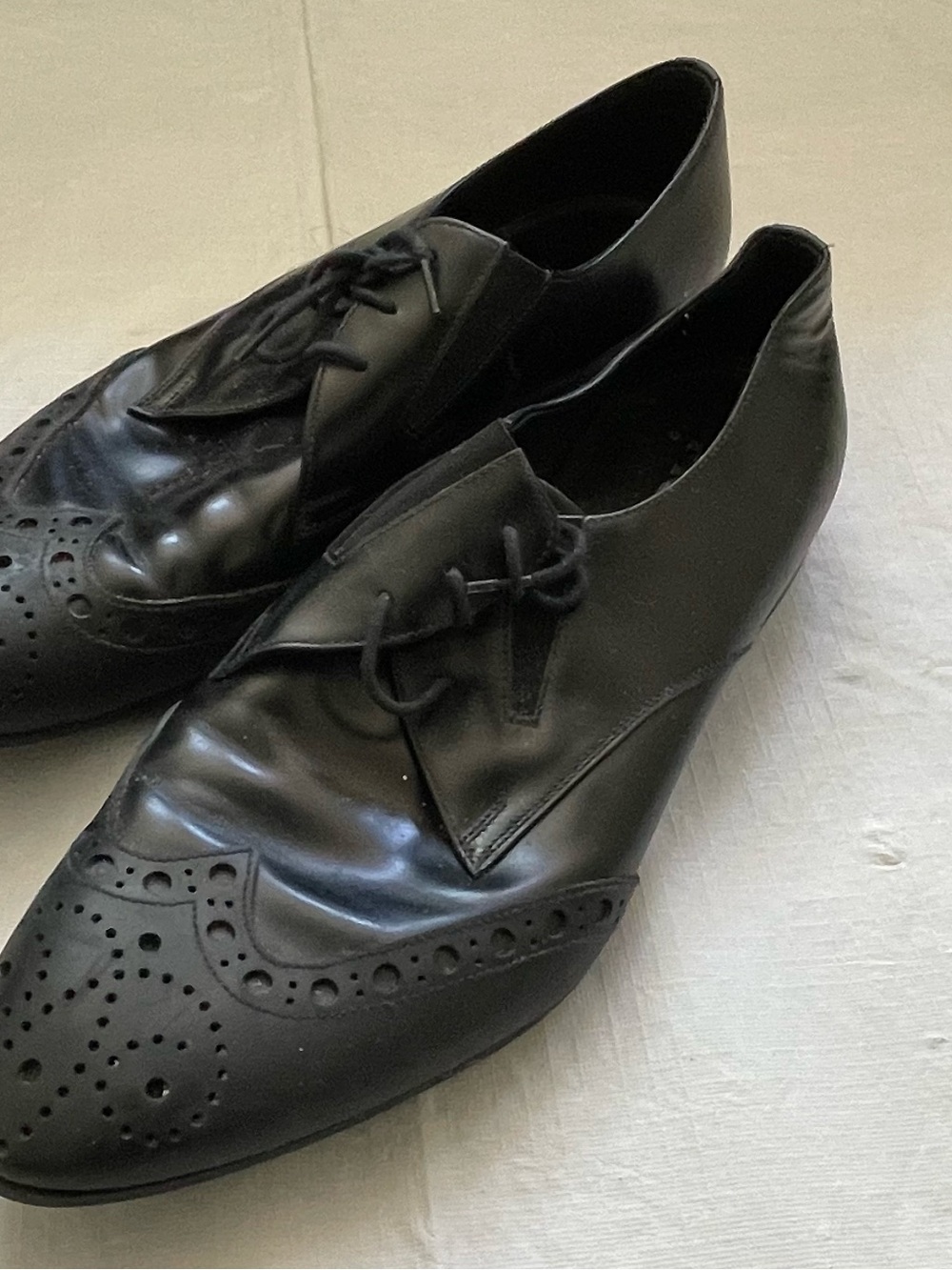 Prada Black Leather Brogue Derby Shoes